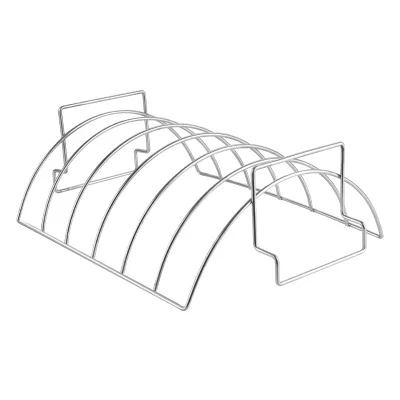 Rib Grilling Roasting Rack for BBQ and Smoker - Reversible Rib and Roast Holder - Holds up to 6 Baby Back Ribs