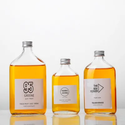 Screw Cap Flat Glass Classic Design Beverage Vodka Juice Liquor Cups 50ML 100ML 200ML 250ML 350ML 500ML Dishwasher Microwave