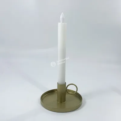 Metal Plate Candle Holder with Ring Handle