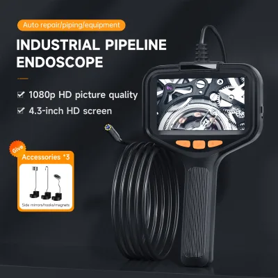 Endoscope Camera with Light for Drain,Pipe,Plumbing Mechanic Tools | 8 Adjustable LED, 4.3" LCD Screen,HD 1080P Borescope