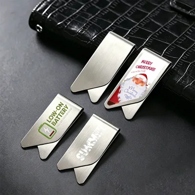 OEM Producer Custom Slim Bill Clip Debossed Design for Client Gift High End Promotional Stainless Steel Money Clip