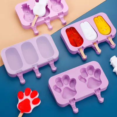 New Product Ideas 2024 Silicone Dessert Ice Cream Mould Ice Cube Tray Cute Ice Pop Molds Popsicle Barrel Diy Mold With Lid