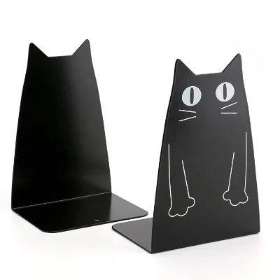 Bookends Manufacturer Wholesale Laser Cut Metal Cat Shape Bookend with Printing