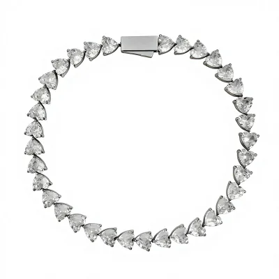 Hot-selling Women's Stainless Steel Zircon-inlaid Love Tennis Bracelet Super Sparkling Heart Street Hip-hop Style Tennis Chain