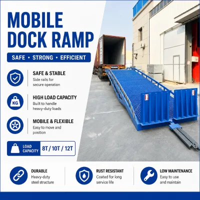 Warehouse Loading Bridge Portable Mobile Ramp for Forklift Dock Access Pallet Handling and Container Unloading