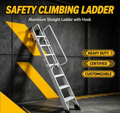 Aluminum Alloy Insulated Straight Attic Ladder Optional Handrail Hook Customizable Industrial Safety Ladder for Outdoor