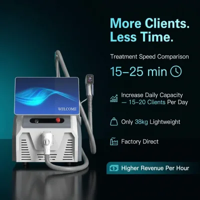 Portable Diode Laser Hair Removal Machine 600W 808nm/755nm/1064nm 15-inch Color Touch Screen Triple Cooling System for
