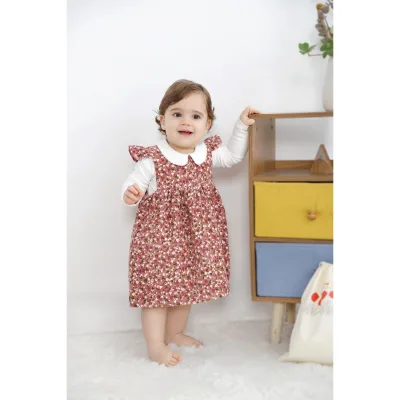 Wholesale Newborn Flower Print Clothing Set Infant Girl Sleeveless Ruffle Princess Baby Dress Kids Dresses for Girls