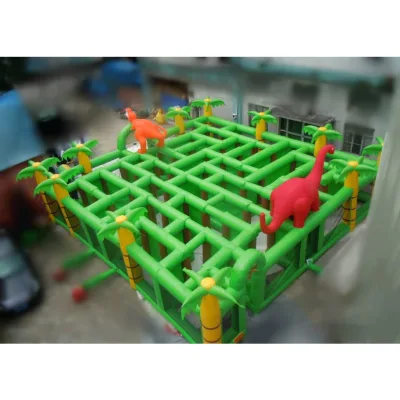 Custom Dinosaur Jungle Inflatable Maze Commercial Large Inflatable Labyrinth with Dinosaur Ornament for Park School Event