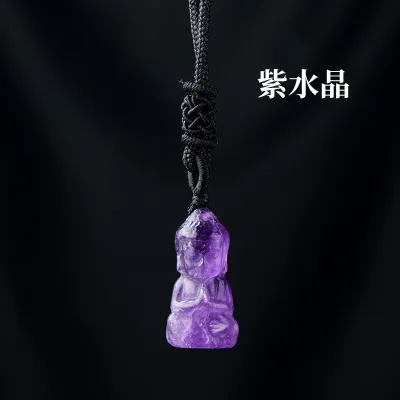 HY Natural Crystal Amethyst Buddha Crystal Pendant Healing Stone Rose Quartz Crystal Crafts
