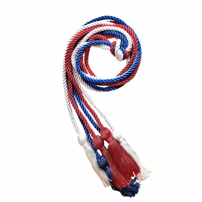 3Pack Graduation Honor Cords Garment Use Blue White Red 68" 100% Polyester Braided China Origin Tassels Bachelor Master Doctoral