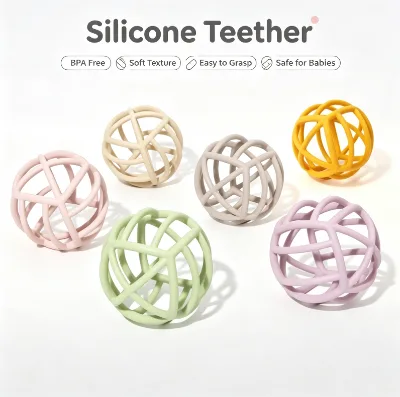 Eco-Friendly BPA Free Silicone Soft Toy Teething Ball for Infants-Molar Gum Relief & Teeth Pain Relief