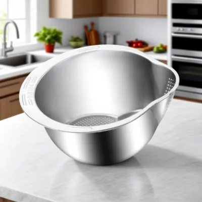 Stainless Steel Rice Washing Basin Food Safe Durable Easy to Clean Kitchen Use Wholesale Custom Size Available