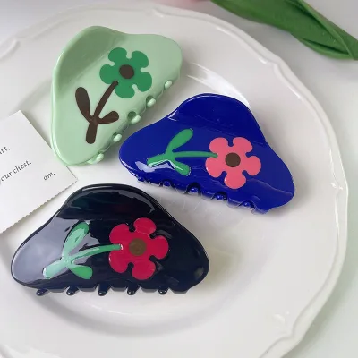 Personalized Tulip Flower Cellulose Acetate Hair Claw Fresh Color Women's Hair Accessories Acetic Acid Hair Claws for Daily Use