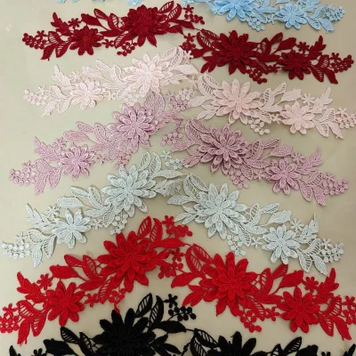 New Multi-color Water-soluble Floral Lace Embroidered Polyester Filament for Clothing Shoes Hats Handmade DIY Lace Accessories