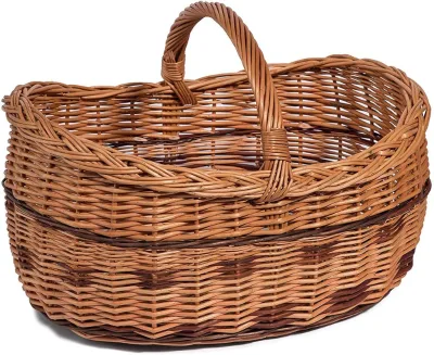 Kingwillow Eco-Friendly Handmade Woven Large Oval Wicker Picnic Basket Customised Storage for Kitchen Bathroom or Wardrobe
