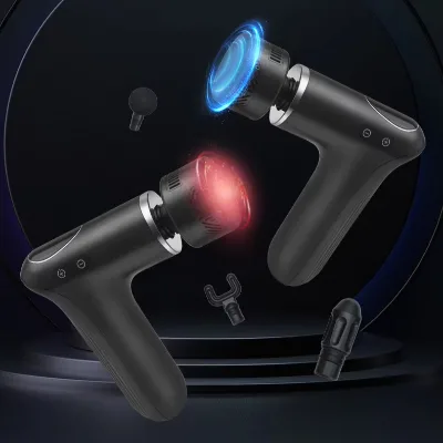 Brushless Massage Gun Hot Cold Fascia Release Full Body 4 Massage Heads 3 Speed Levels Rechargeable Timing Control 680mAh