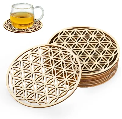 High Quality Wholesale Natural Hollow Wooden Carved coaster