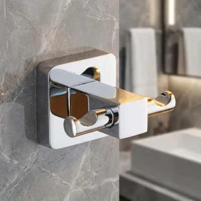 Modern Wall-Mounted Chrome Plated Double Robe & Towel Hooks Eco-Friendly Heavy Duty with 15-19lb Capacity
