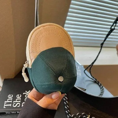 Baseball Cap Mini Crossbody Pendant Quilted Crown Adjustable Cord Strap Carabiner Open Multi Color Lightweight Custom Keychain