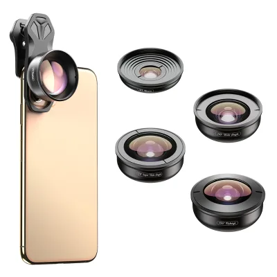 APELEX Professional 5 in 1 Mobile Lens Kit Wide Angle Portrait Lens Phone Camera Lens for Smartphone