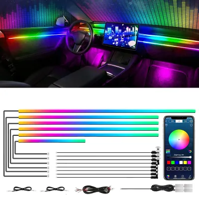 Factory 18 in 1 Full Colors LED Interior Hidden Acrylic Strip Music Sync Rhythm Atmosphere Lamp with Wireless App Ambient Lights