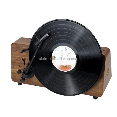 Classic Retro Brown Vertical Aux Rca Line Turntable Vinyl Record Player