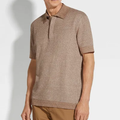 Custom Logo Solid Summer Breathable 100% Cotton Casual Regular Fit Knitted Yarn Dyed Short Sleeve Collar Men's