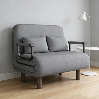 Best Seller Grey Double Folding 5 Position Convertible Sleeper Armchair Chair Sofa Bed