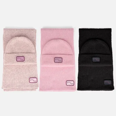 Wholesale Fashionable Winter Wool Knitted Beanie Hat and Scarf Set for Women