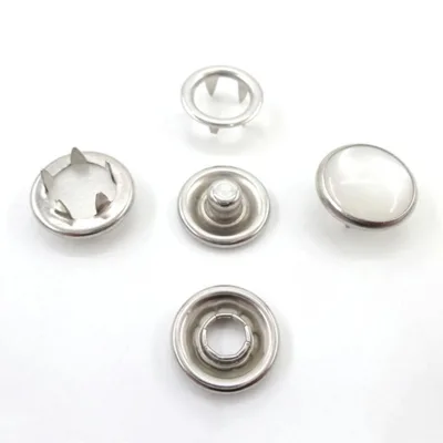 4 Part Snap Combined Button with Pearl and Metal Mesh Custom Color Washable Flatback Design Garment Use