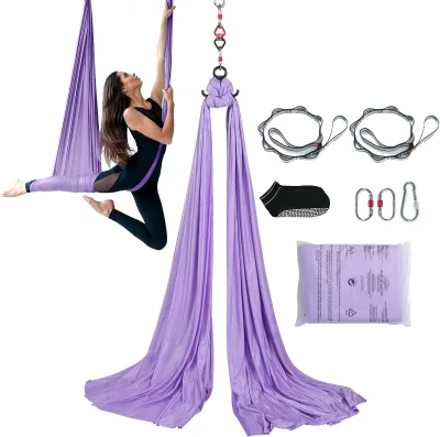 Durable Aerial Yoga Hammock with Hardware & Guide Aerial Swing for Acrobatic Flying Yoga & All Levels