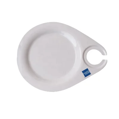 New Design Bamboo Fiber and Melamine White Simple Plates With Wine Glass Holder