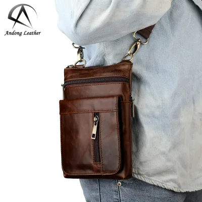 Andong Leather Genuine Cow Leather Retro Shoulder Crossbody Bag for Men Adjustable Shoulder Strap Business Messenger Sling Bags