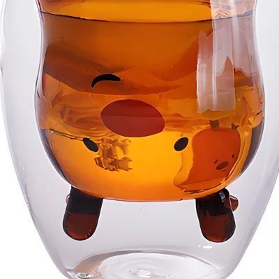 Insulated Double Wall Borosilicate Glass Bear Shape Cartoon Mug Tumbler Cup Dishwasher Microwave Safe for Coffee Tea