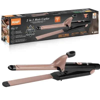 RAF R.603 2 in 1 Hair Curler 35W Rizador De Pelo 392°F Max Rapid Heating Ceramic Hair Care 360° Swivel Cord Curl Straightener