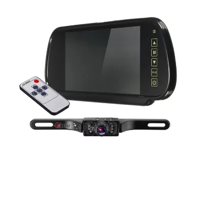 7" TFT LCD Rearview Mirror Monitor Clip-On HD Dual AV Input Waterproof Car Parking System Reverse Backup Camera