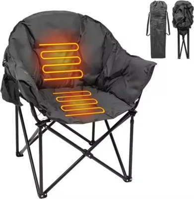 Modern Outdoor Oversized Portable Folding Heated Camping Chair for Hiking 3 Heat Levels Padded Iron Dining-Wholesale