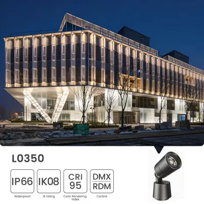 IP66 Outdoor LED Floodlight 10W RGBWCLA Full Spectrum DMX512 Architectural Facade Lighting Projector with 95CRI