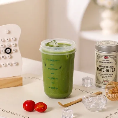 560ml Portable Food Grade PP Matcha Shaker Cup Reusable Green Tea Powder Mixer Bottle Custom