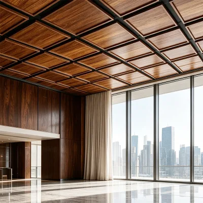Wood Grain Aluminum Ceiling Panel Square Drop in Aluminium Ceiling Tile for Interior Commercial Decoration