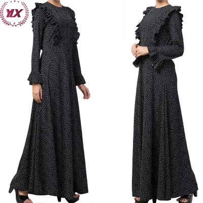 2023 Hot Selling Black Comfortable Fabric Elegant Abaya Muslim Womens Long Dresses Islamic Clothing