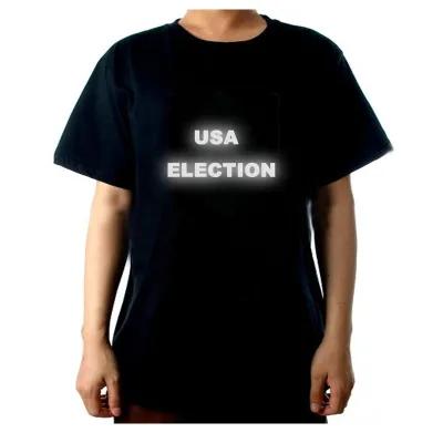 OEM Custom Animated Light Up LED Shirt Led Sound Activated t-shirt For USA Election