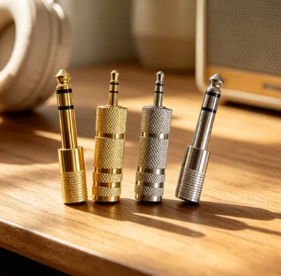 Stereo Audio Adapter 6.35mm to 3.5mm Gold-Plated TRS Converter for Instrument/Mic/Headphone Heavy-Duty Metal Casing Factory