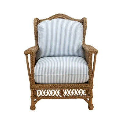 Traditional Hotel Club Handwoven Natural Rattan Wicker Bird Nest Lounge Chair Stripped Living Room Accent Chairs for Indoor Use