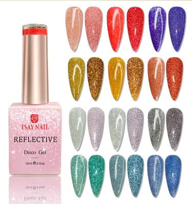 High Gloss Shiny Disco Gel Polish Nails Neon Color 15ml UV Gel Reilective Glitter Gel Polish