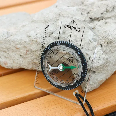 Pocket Compass Sighting Portable Waterproof Shockproof Multifunctional Adjustable Declination Outdoor Handheld Plastic