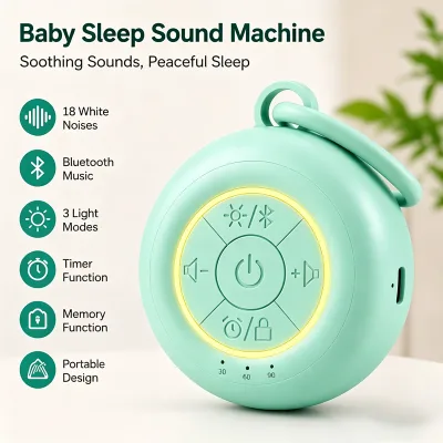 OEM ODM Baby Sleep Soother White Noise Machine with Hanging Ring Night Light Custom Packaging