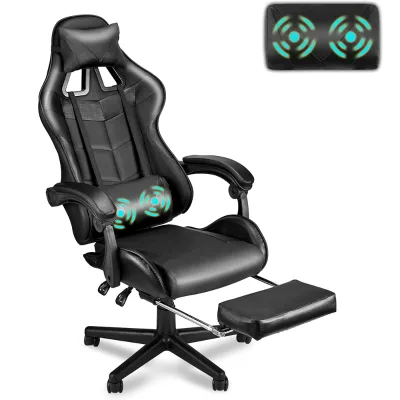 Free Shipping Home Office Computer Armchair Ergonomic Player Padded Pc Gaming Chair Black OEM Sillas De Juego with Footrest