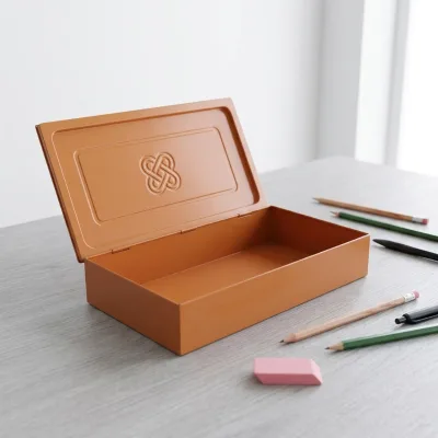 Customizable Sleek Orange Rectangular Tinplate Box for Chocolate Cookie Candy Food Storage Packaging